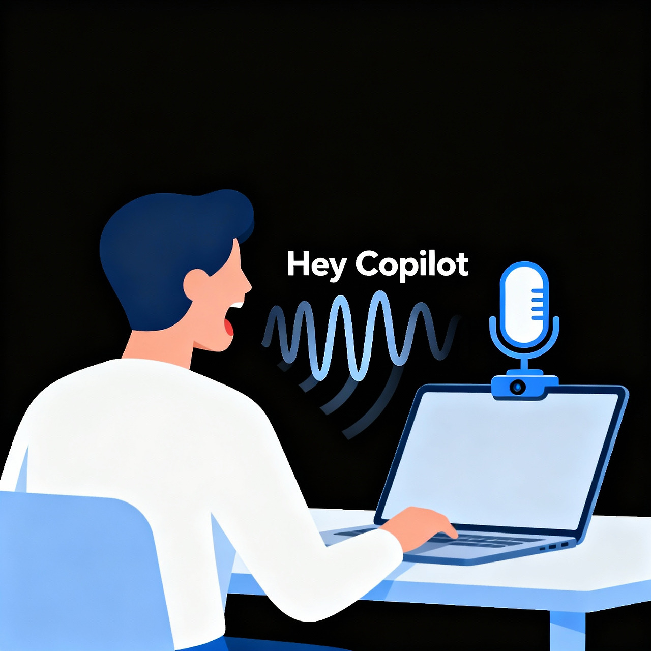 음성 명령으로 코파일럿을 활성화하는 모습