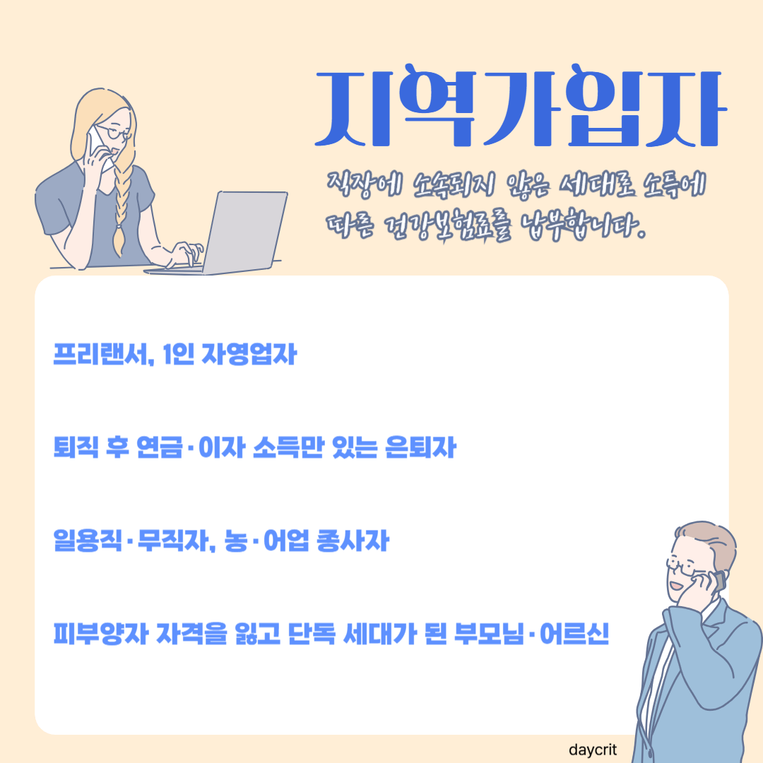 지역가입자에 해당하는 다양한 사람들