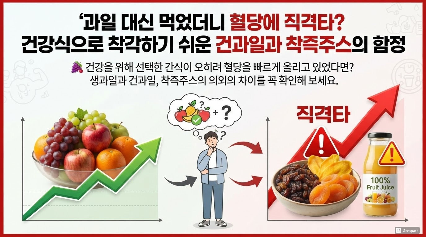 과일 대신 먹었더니 혈당에 직격타? 건강식으로 착각하기 쉬운 건과일과 착즙주스의 함정