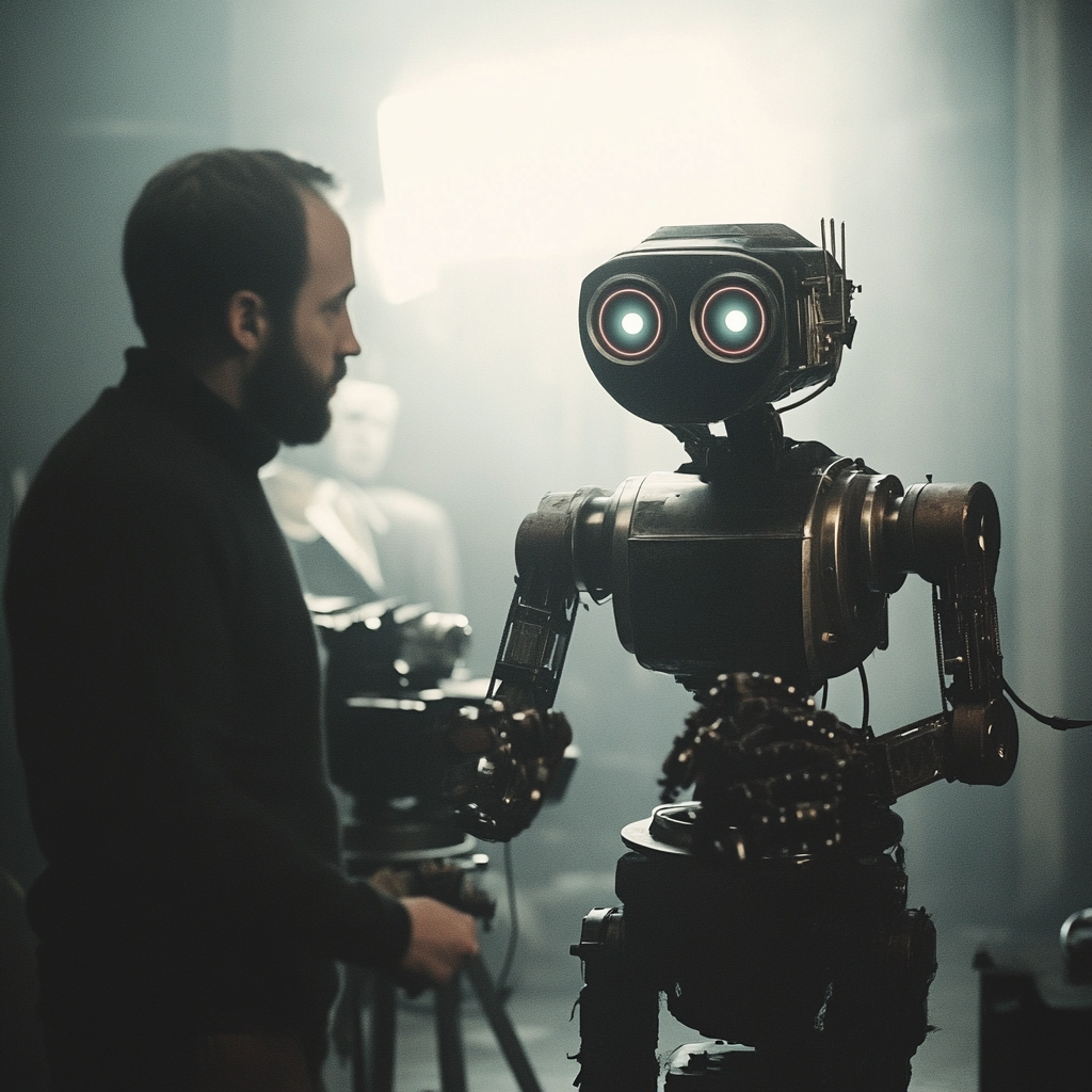 AI영화감독과 인간 영화감독이 함께하는 것과 관련된 사진