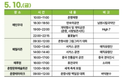 5월 10일 춘향제 일정