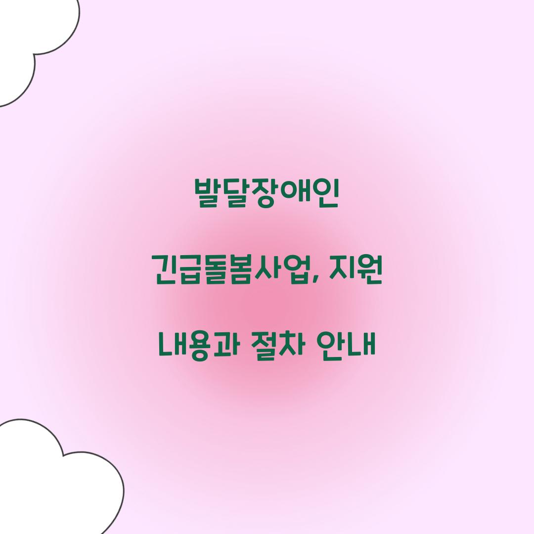 발달장애인 긴급돌봄사업