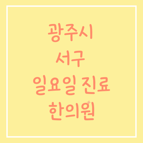 광주시 서구 일요일 진료 한의원