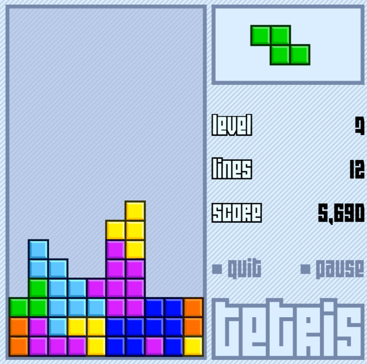 테트리스-플래시게임-플레이-플레이-블록을-아래로-떨어뜨려-빈칸을-메꿔-가로-두-줄을-지우는-화면