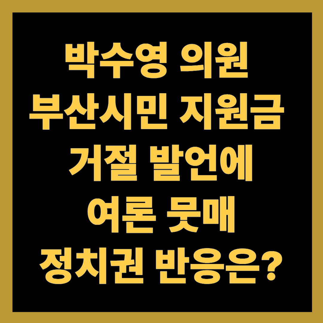 박수영 의원, 부산시민 지원금 거절 발언에 여론 뭇매…정치권 반응은?