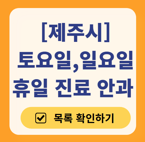 제주시 일요일 문 여는 안과 목록 ❘ 토요일, 주말, 공휴일 진료 영업 병원 찾기