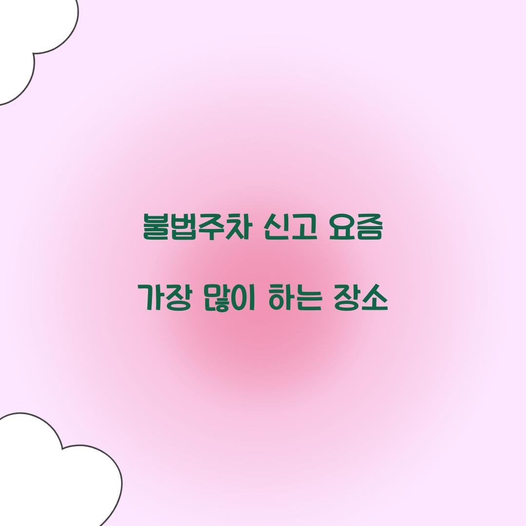 불법주차 신고 요즘 가장 많이 하는 장소