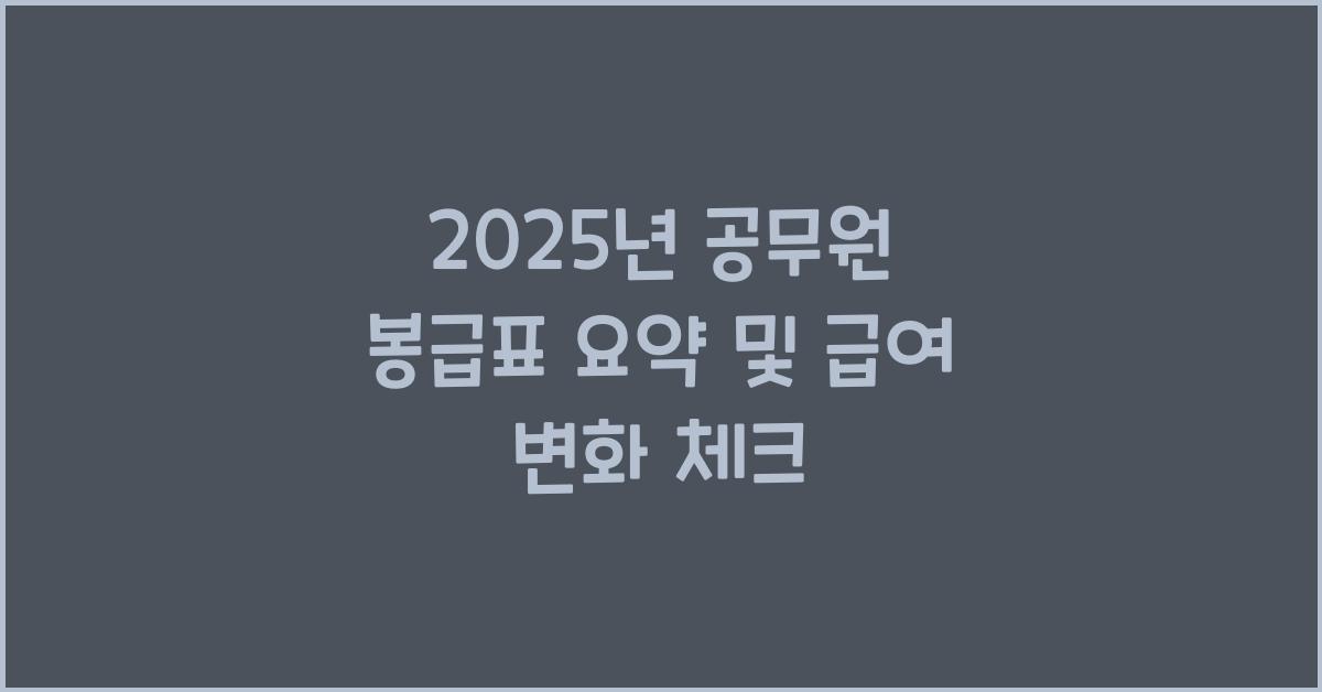 2025년 공무원 봉급표