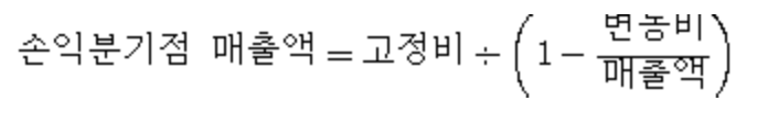 손익분기점 산출 공식