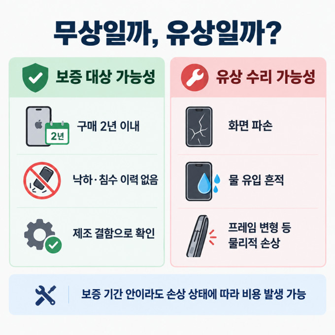 보증 적용과 유상 수리 기준