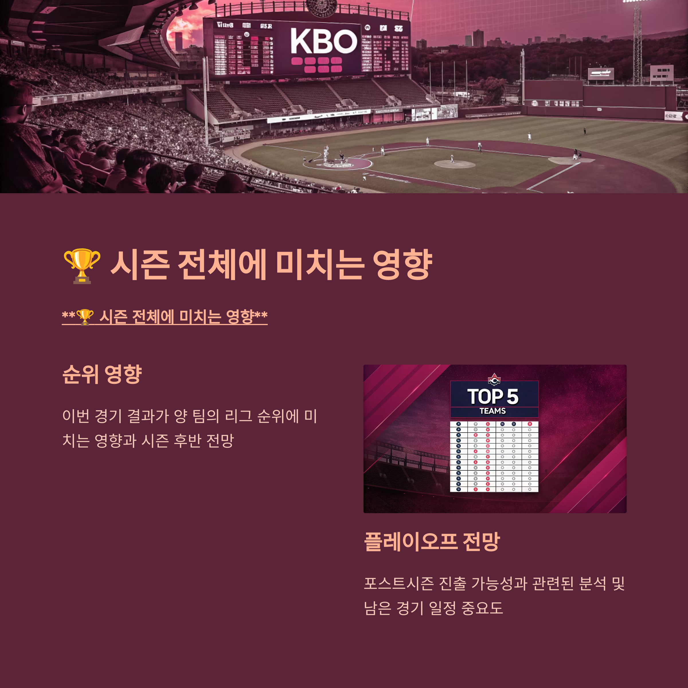 🏆 시즌 전체에 미치는 영향