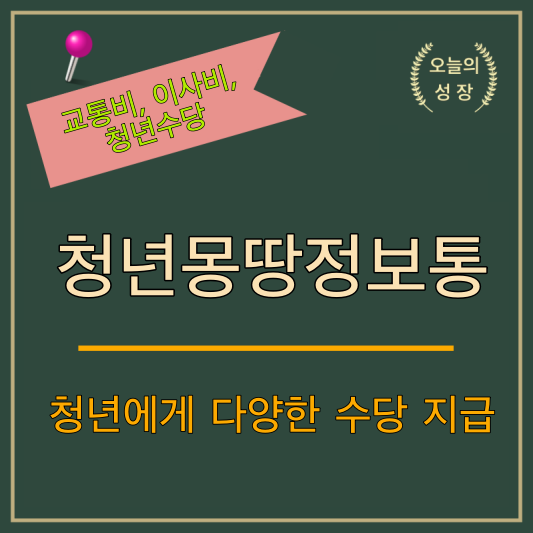 청년에게 청년수당 등 각종 지원금액을 지급 정보를 알려주는 사이트 : 청년몽땅정보통