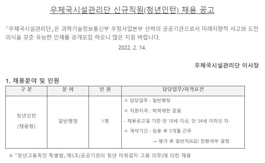우체국시설관리단 채용