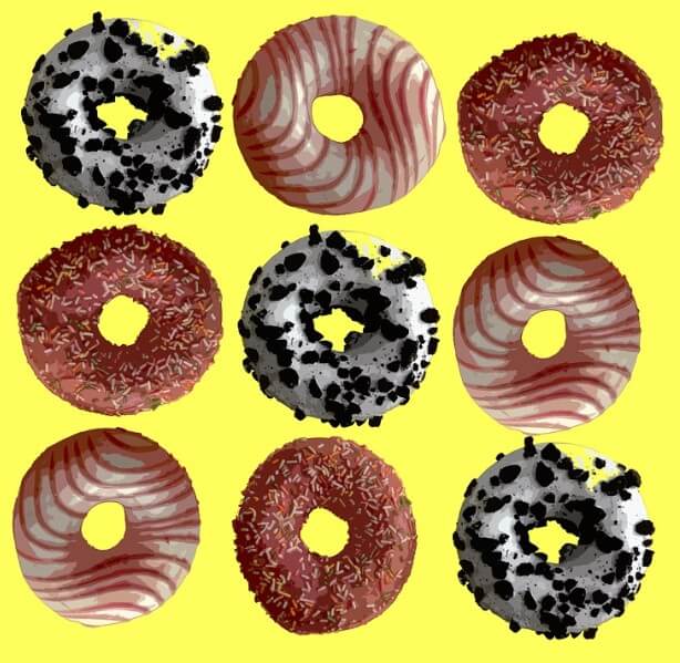 여러 가지 모양의 도너츠