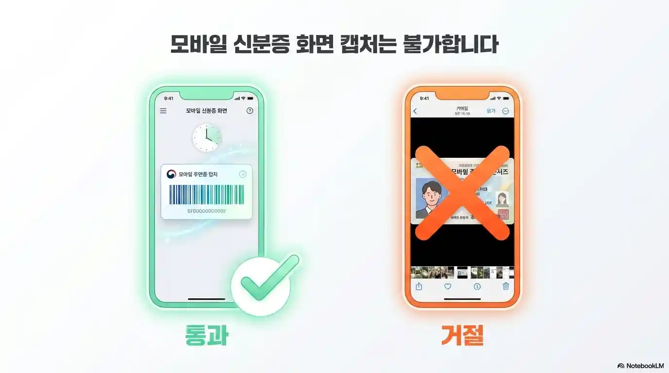 모바일 신분증 캡쳐화면 사용 불가