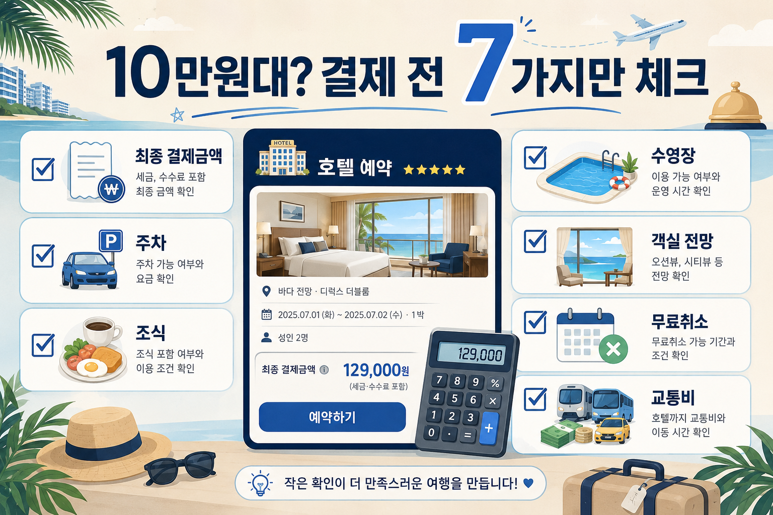9월 10만원대 가성비 호텔 예약 전 주차 조식 수영장 무료취소 교통비 체크리스트