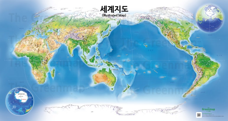 더그린맵 로빈슨도법 세계지도 전체 디자인