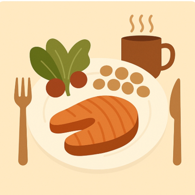 건강한 단백질과 식이섬유 식단이 조화를 이루는 평온한 식탁