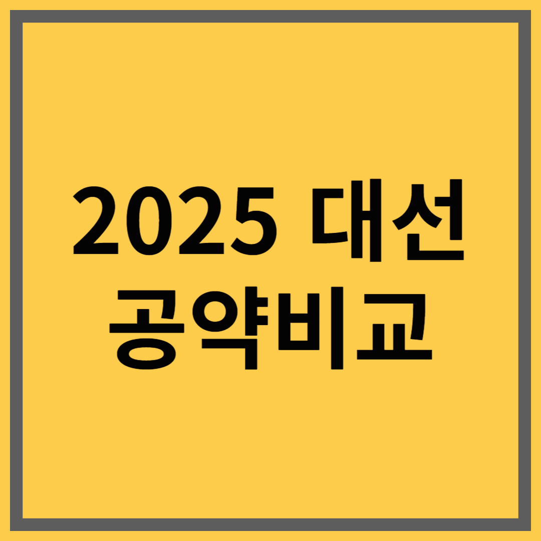 2025 대선 공약비교｜유권자 선택 가이드