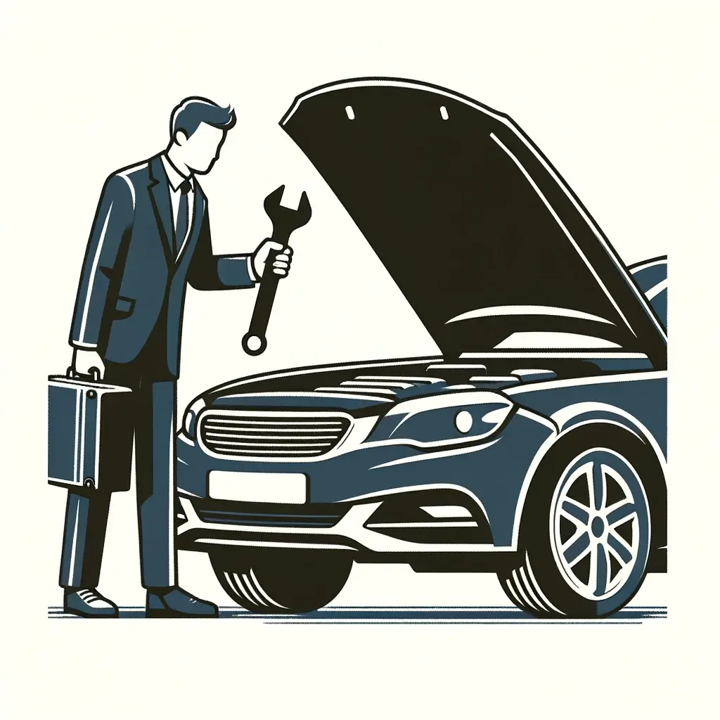 자동차 보닛을 열고 있는 남자의 모습