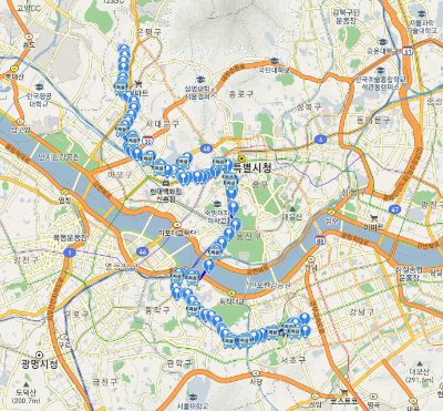 742번 버스 노선도