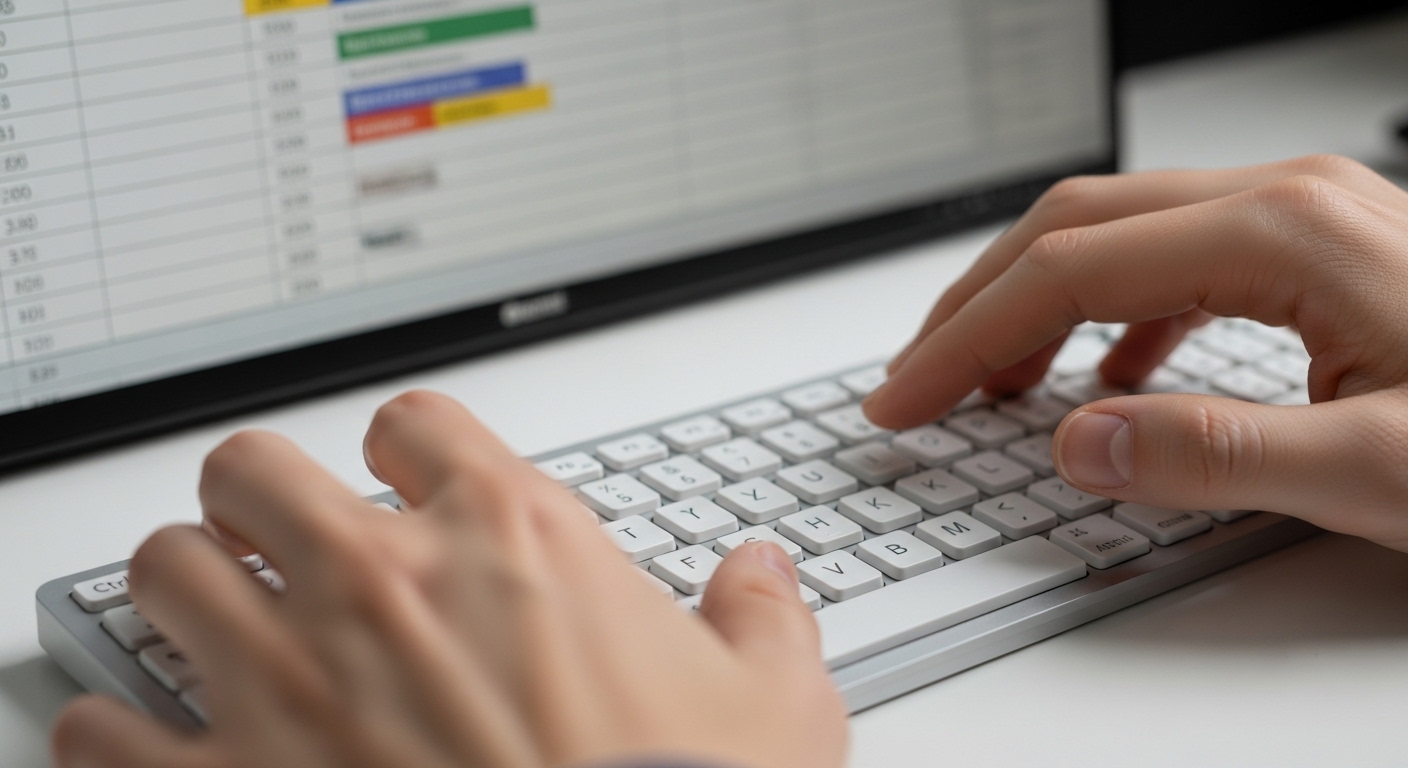 엑셀 단축키 활용으로 업무 효율을 높이고 빠른 퇴근을 하는 직장인 책상