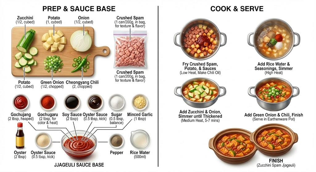 스팸짜글이 밥반찬