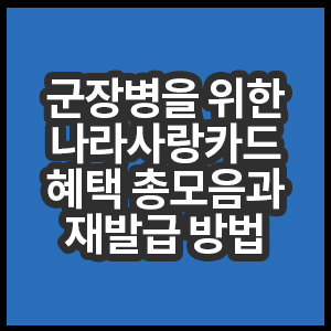 군장병을 위한 나라사랑카드 혜택 총모음과 재발급 방법