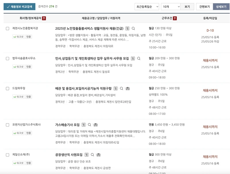 제천시일자리센터-채용정보-2025년5월