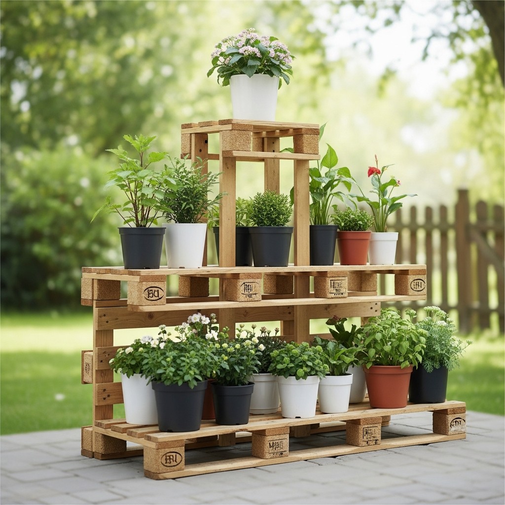 팔레트 화분대 완성 모습