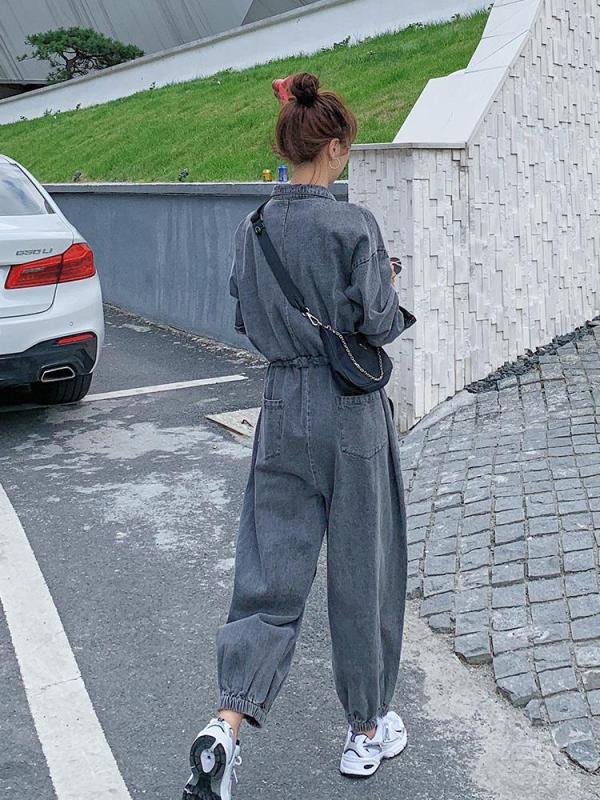 여성작업복 여성 작업복 점인스 와이드 가을 점프수트