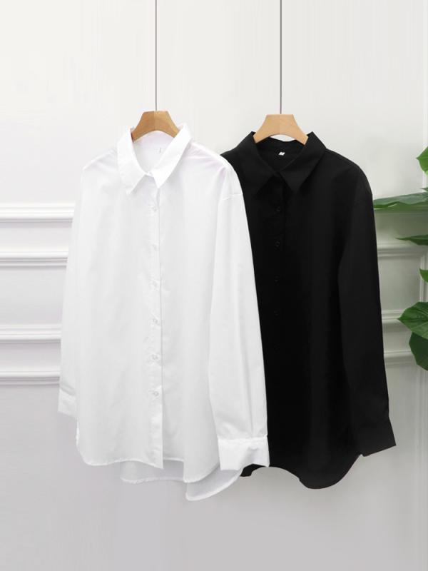 여성 구김없는 실켓 스판 와이셔츠 모음/ 화이트 블랙 롱 블라우스 남방