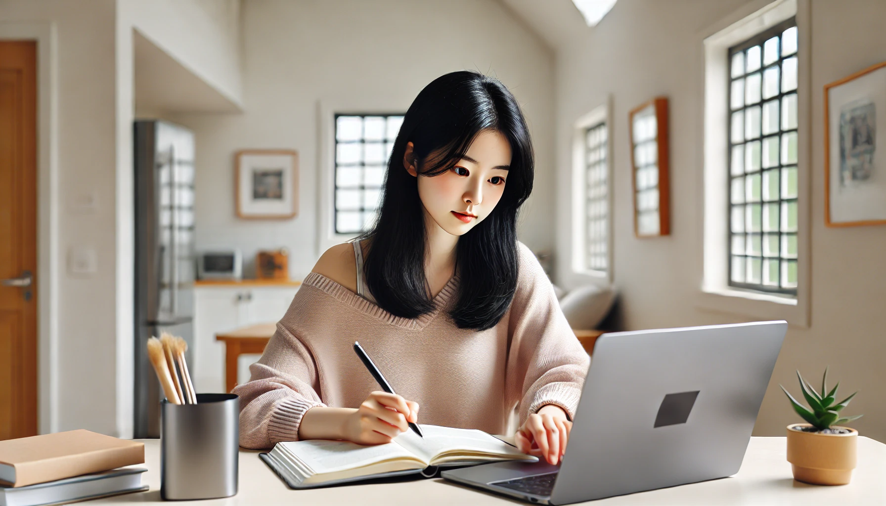 직업능력개발훈련 중&amp;#44; 주 15시간 이상 과정 학습하는 장면입니다.