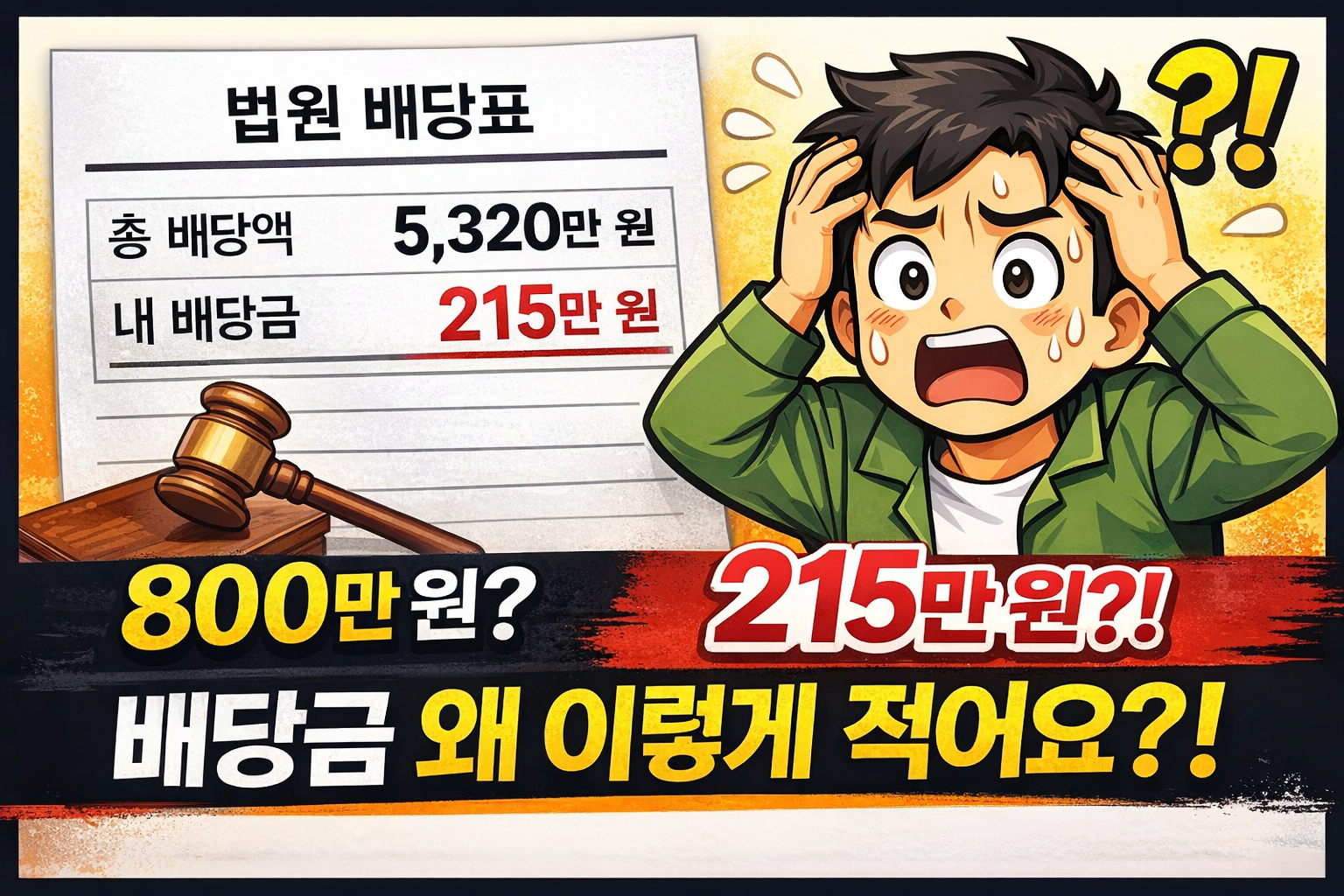 👉 경매 배당표와 예상 금액 차이를 보여주는 사례, 배당금이 생각보다 적게 나오는 이유 설명