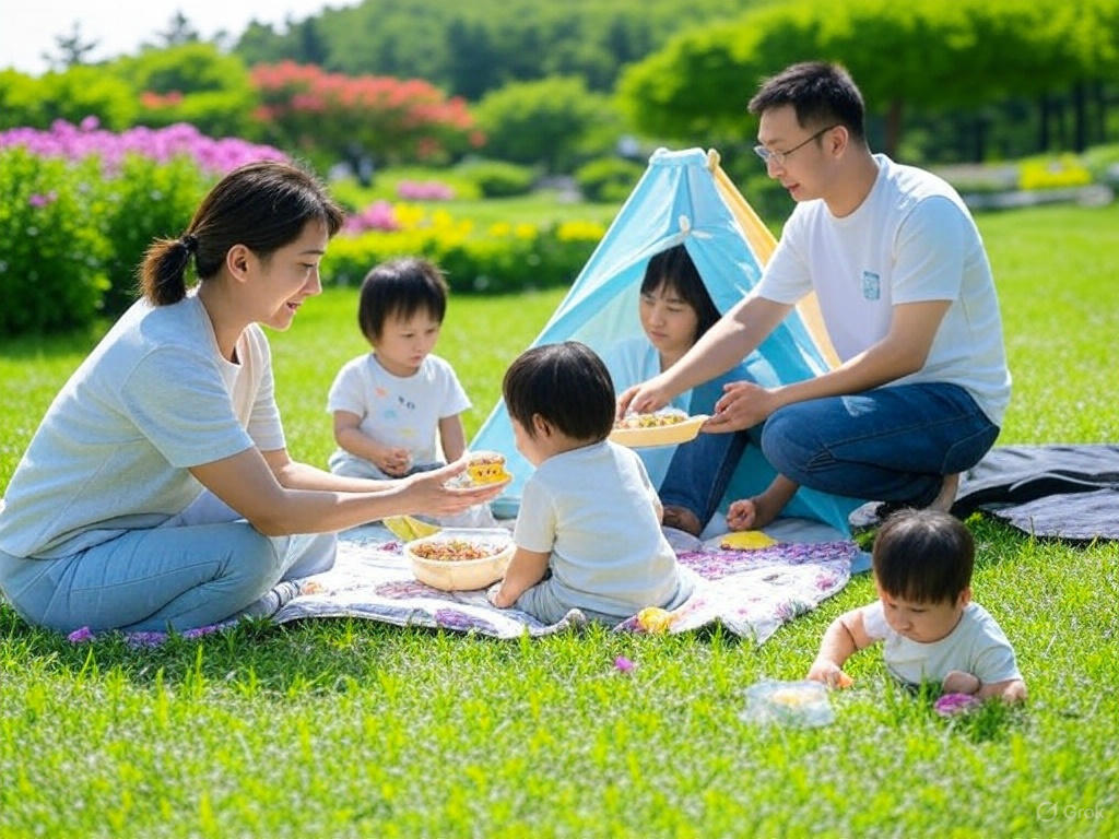네남매의 야외놀이