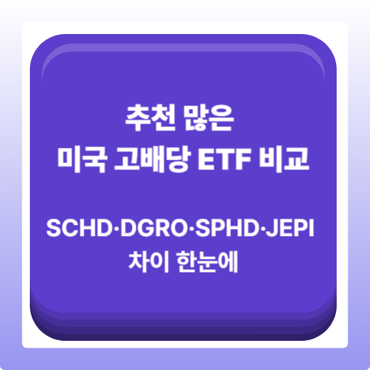 추천 많은 미국 고배당 ETF 비교, SCHD·DGRO·SPHD·JEPI 차이 한눈에