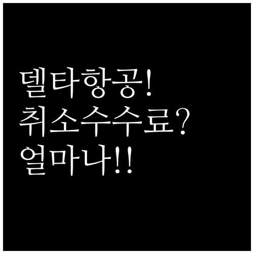 델타항공 항공권 취소, 수수료 얼마나..