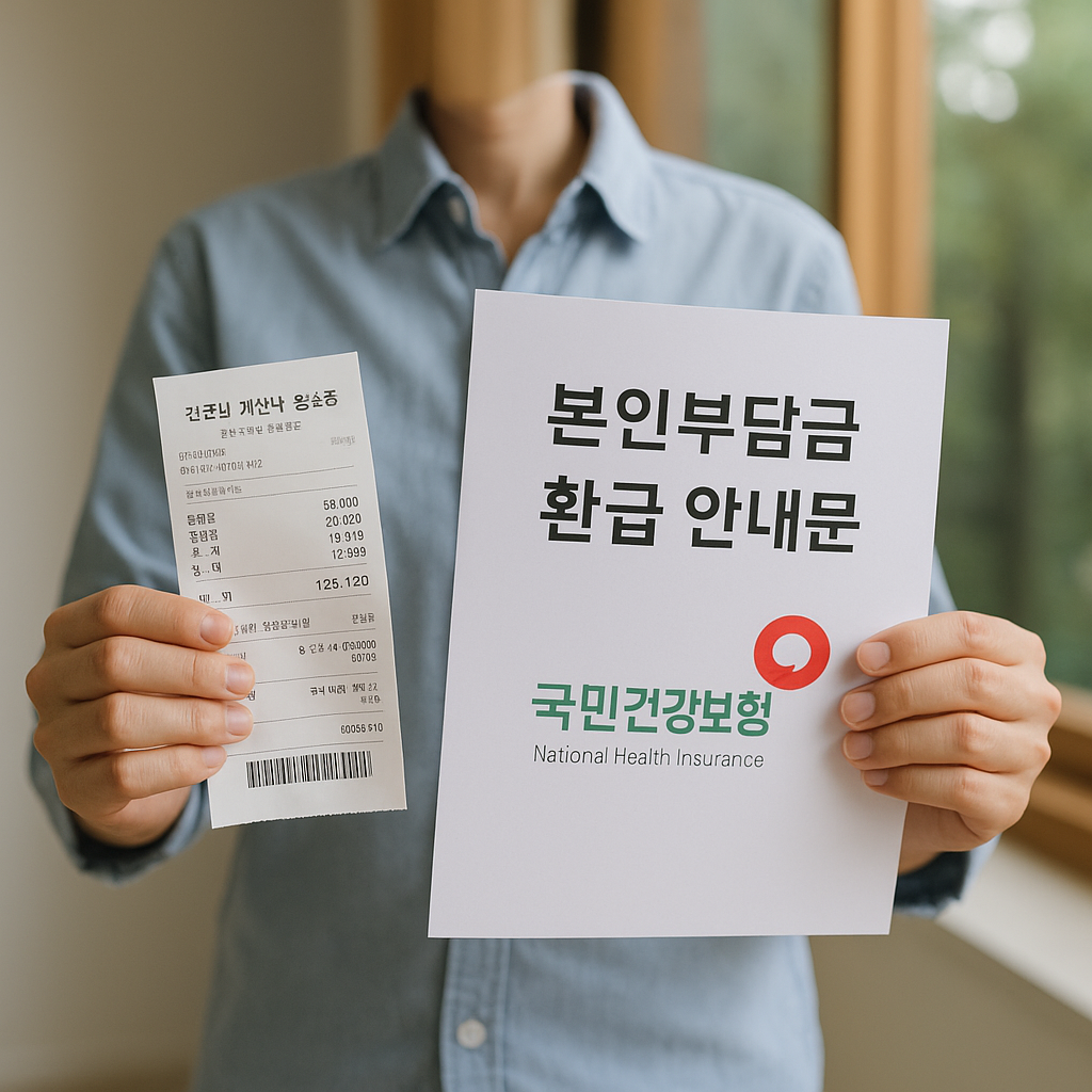 국민건강보험공단, 자기부담금환급, 영수증, 안내문