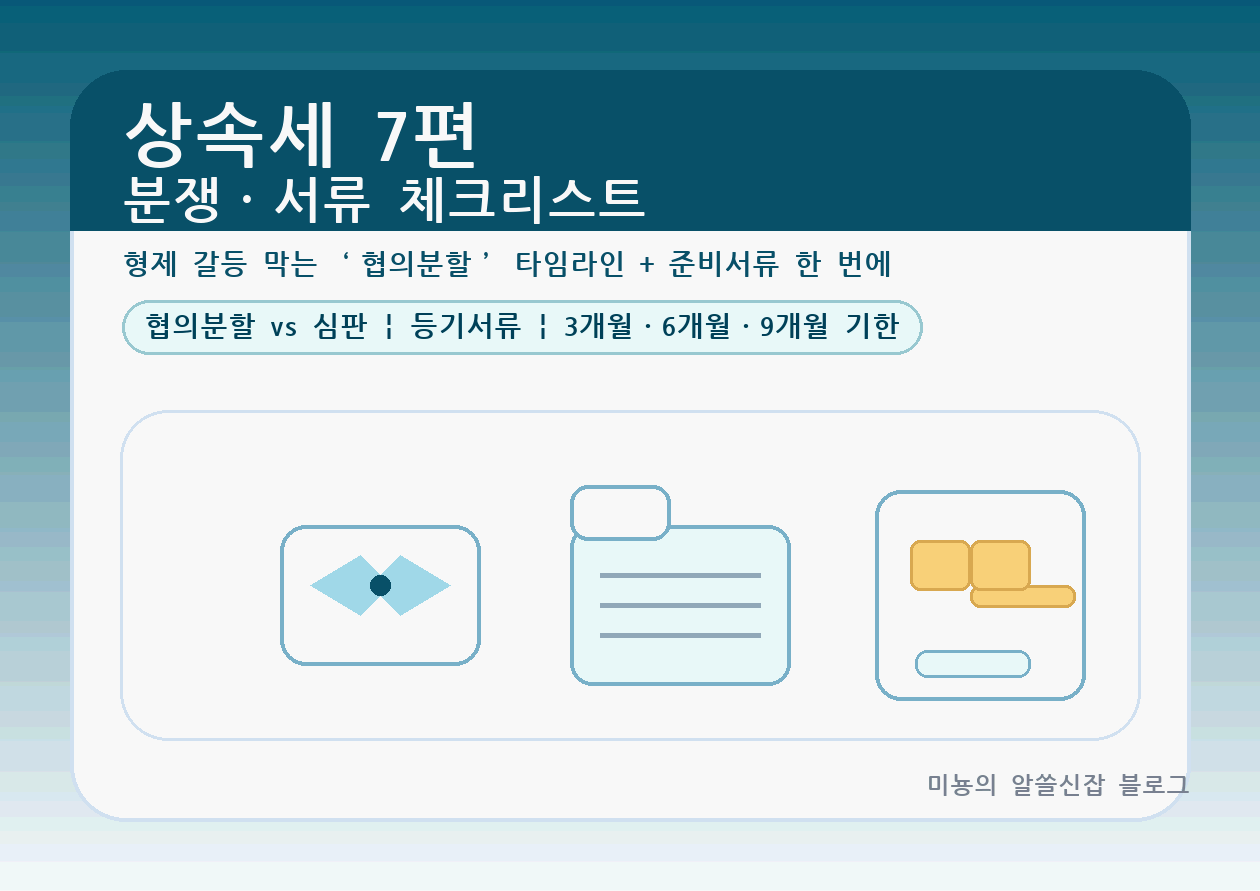 분쟁(형제 간) &amp; 실전 서류 체크리스트｜협의분할/심판 타임라인 "한 장 요약"