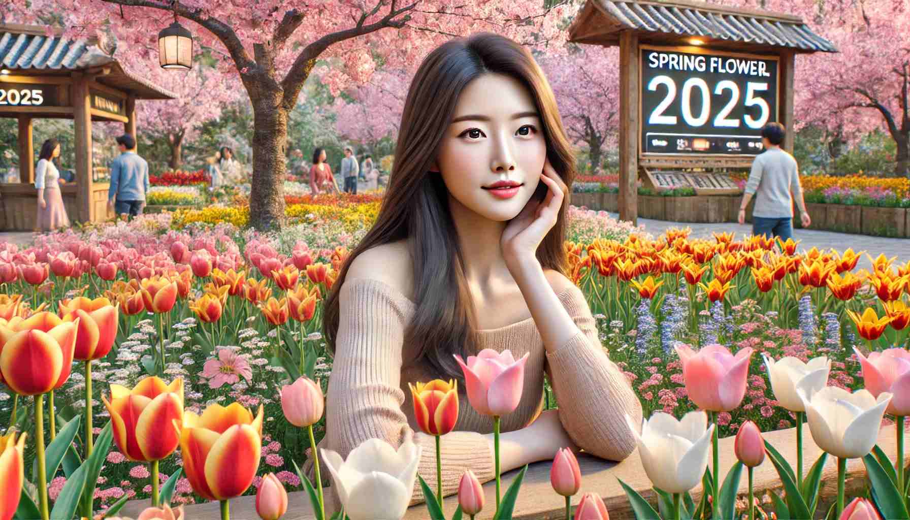 봄꽃 축제 참여한 여자