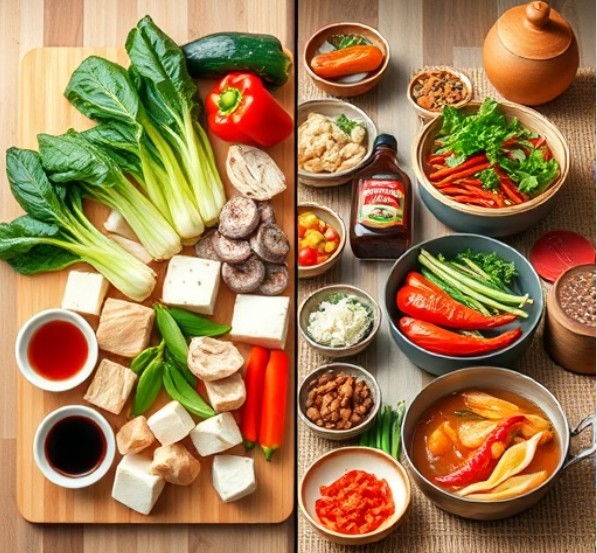 아시아 홈쿡 비교 (식재료, 조미법, 조리스타일)