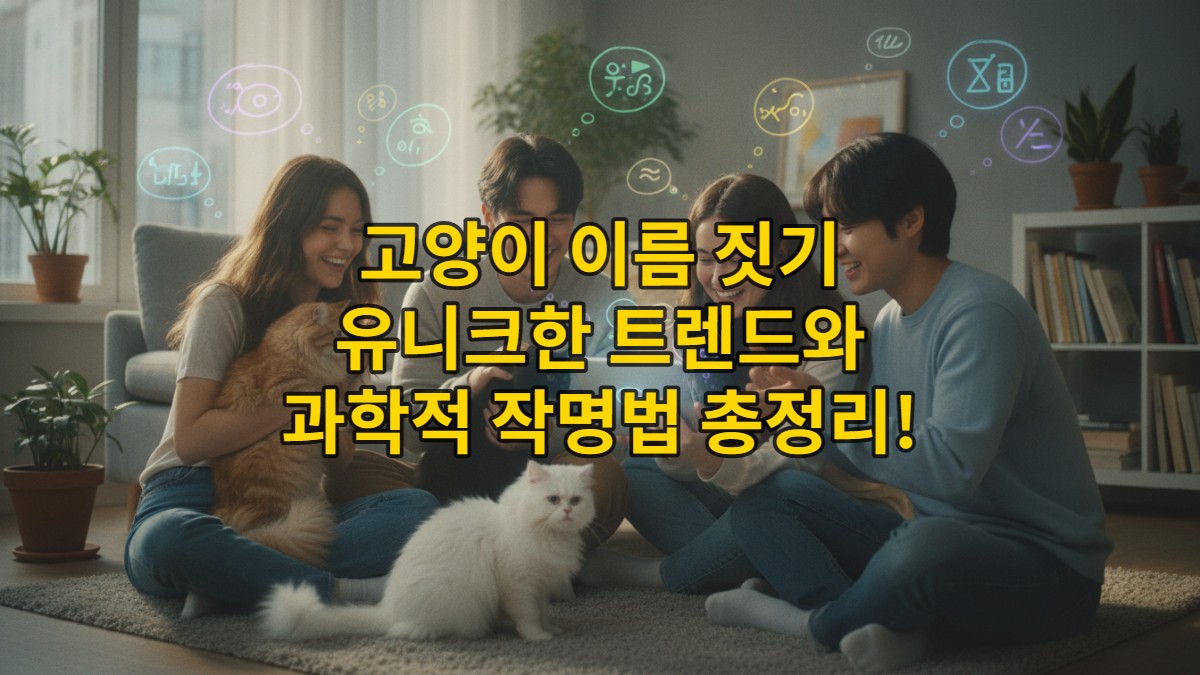 2026년 고양이 이름 트렌드를 반영하여 새로운 이름을 고민하는 한국인 집사들의 모습