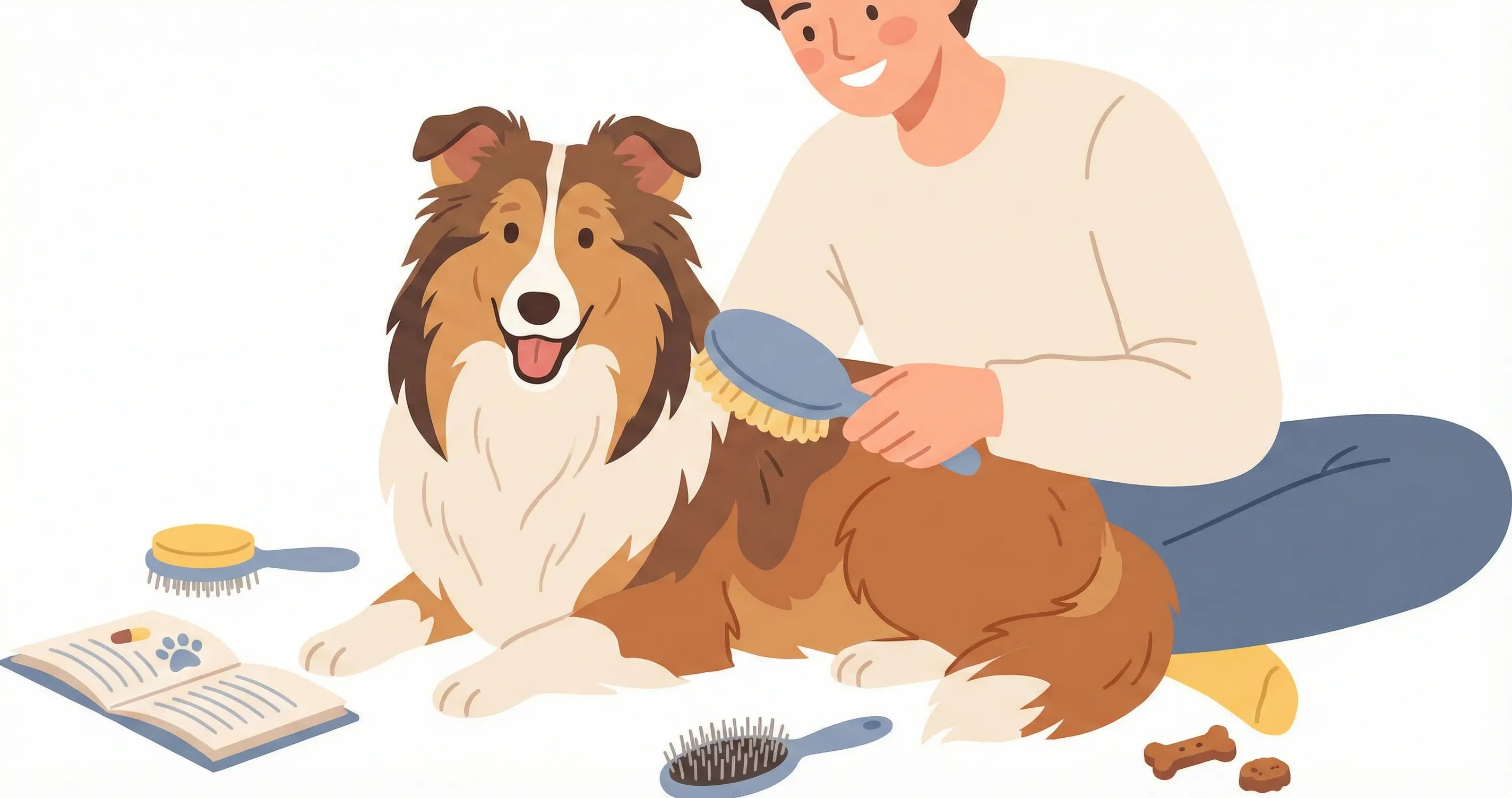 셔틀랜드 쉽독 빗질 건강관리