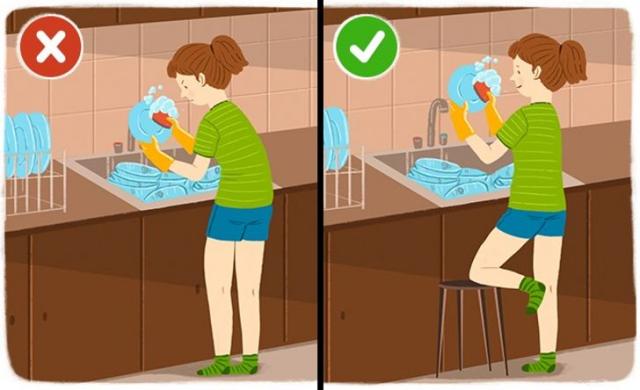 척추에 안좋은 자세,허리에 안좋은 행동 설거지,팁줌