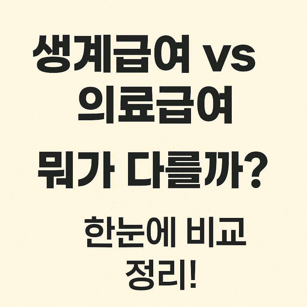 생계급여와 의료급여 제도 차이 요약