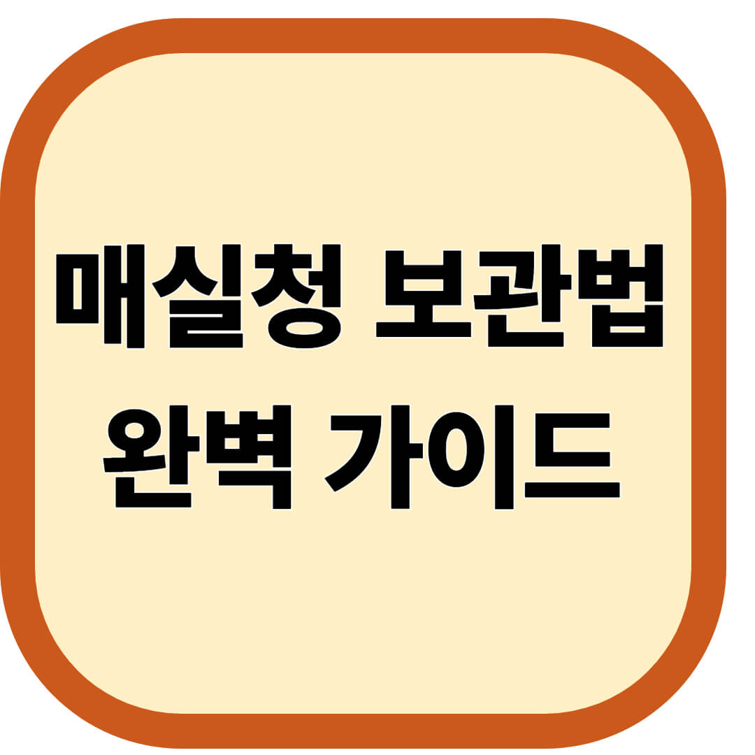 매실청 보관법
