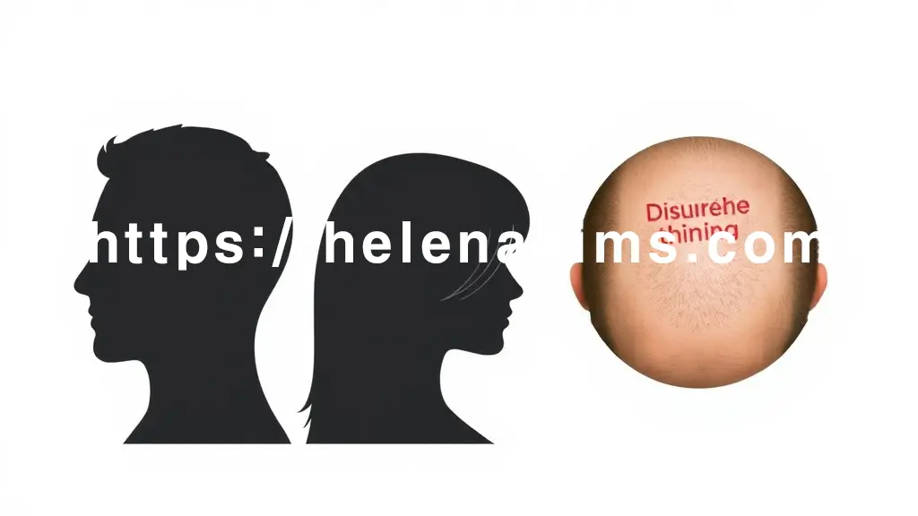 배경에 남성 두상 실루엣과 여성 두상 실루엣이 나란히 배치. 왼쪽 남성 두상은 정수리 숱 감소를 시각화 한 이미지.