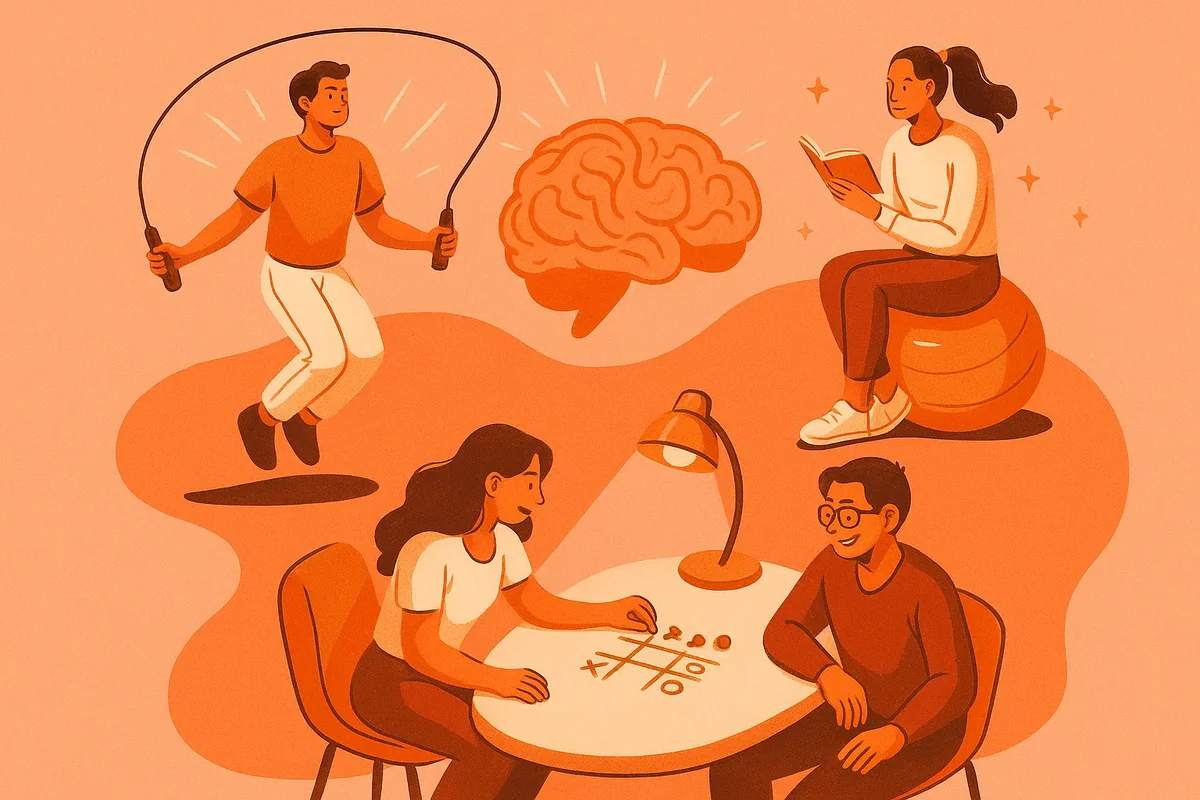 두뇌 건강을 위한 다양한 활동 일러스트