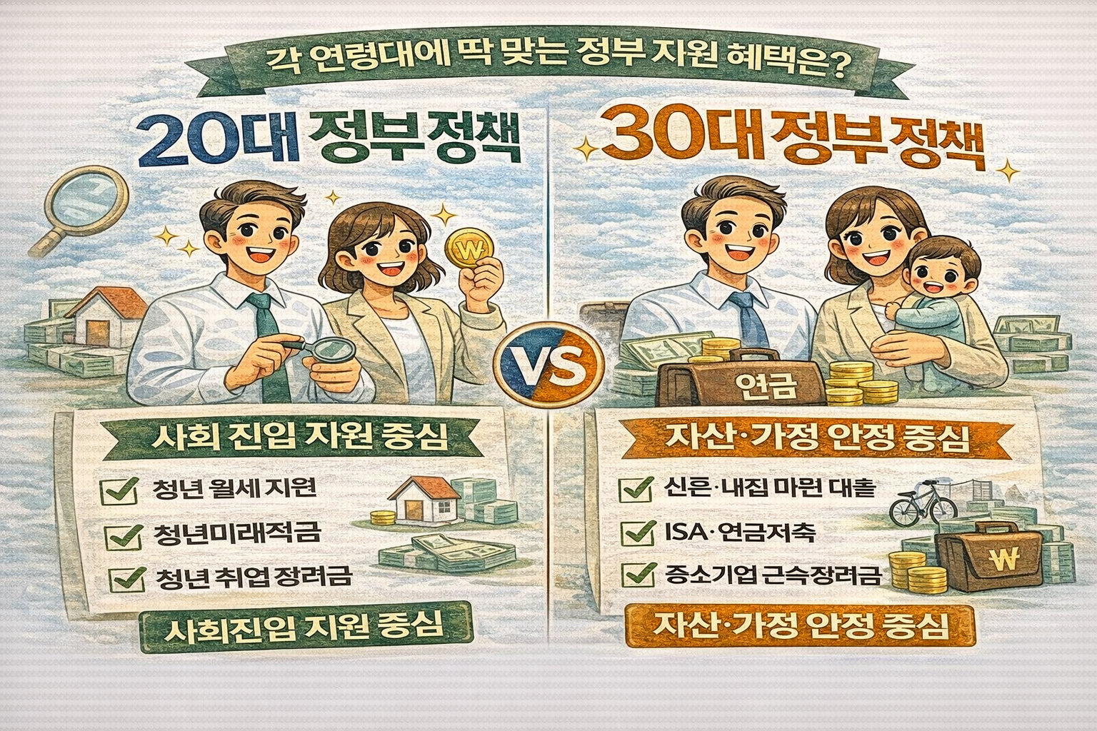 20대&middot;30대 연령별 정부 정책 비교｜지금 나에게 맞는 지원은?
