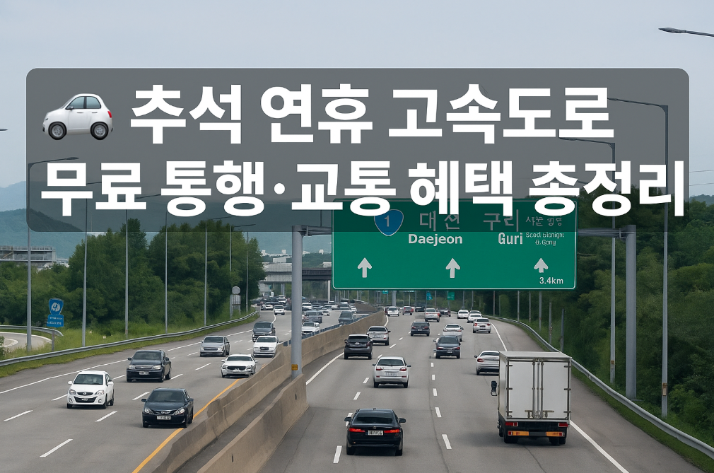 추석 연휴 고속도로 무료 통행·교통 혜택 총정리